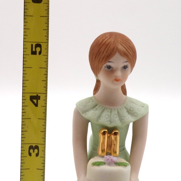 ENESCO Growing up Birthday Girls Figurine 11 Brown Hair Cake Porcelain VTG 1982 - Picture 11 of 11